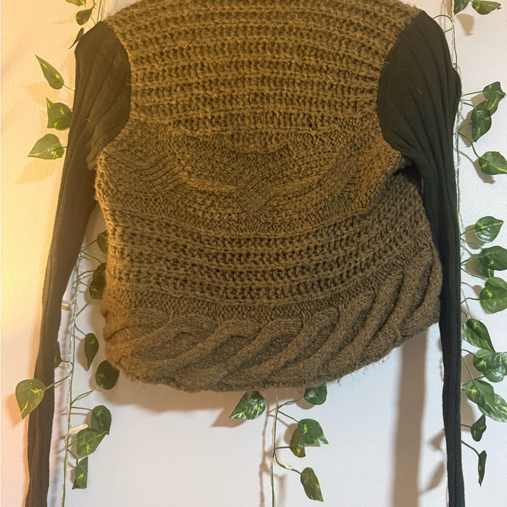 Vera Wang Olive Green Draped Knit Women's Sweater - Picture 4 of 5